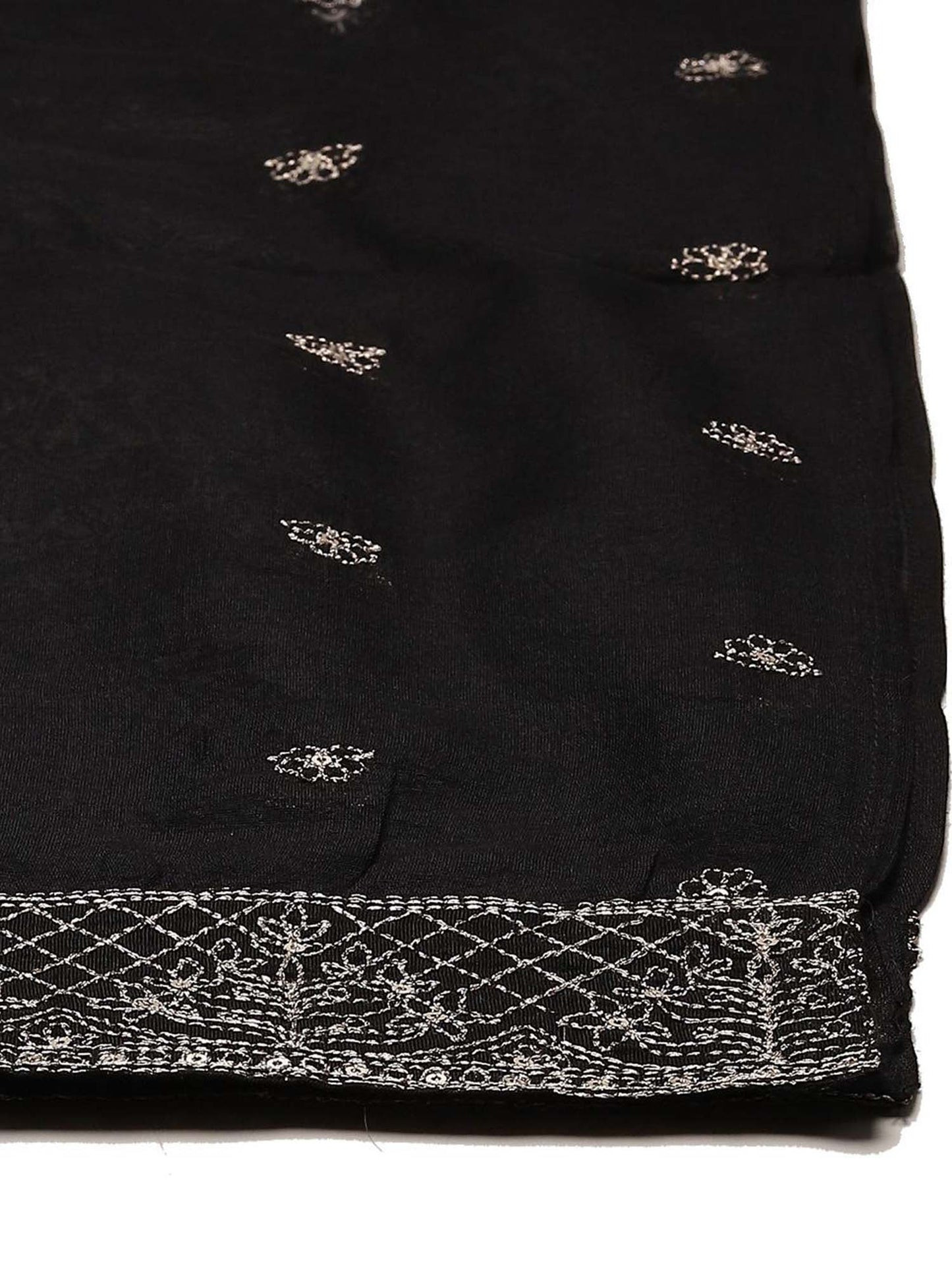 Black Art Silk Straight Suit (Set of 3)