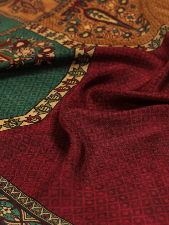 Floral Printed V-Neck Thread Work Kurta With Palazzos & Dupatta
