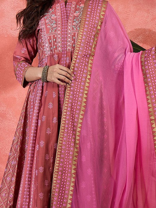 Printed & Embroidered Anarkali Kurta
