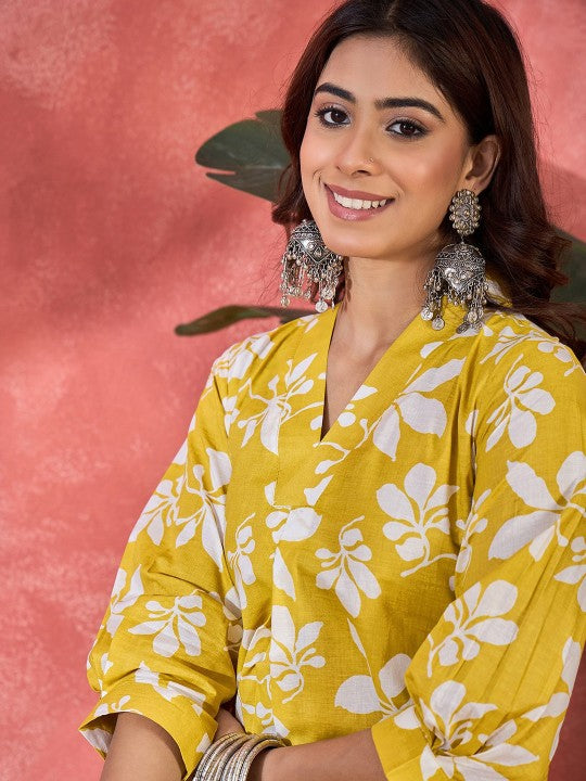 Printed Pure Cotton Tunic With Trouser Co-Ords