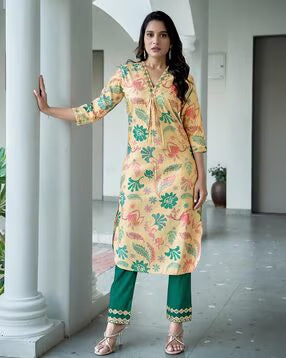 Women Floral Print A-Line Kurta Suit Set