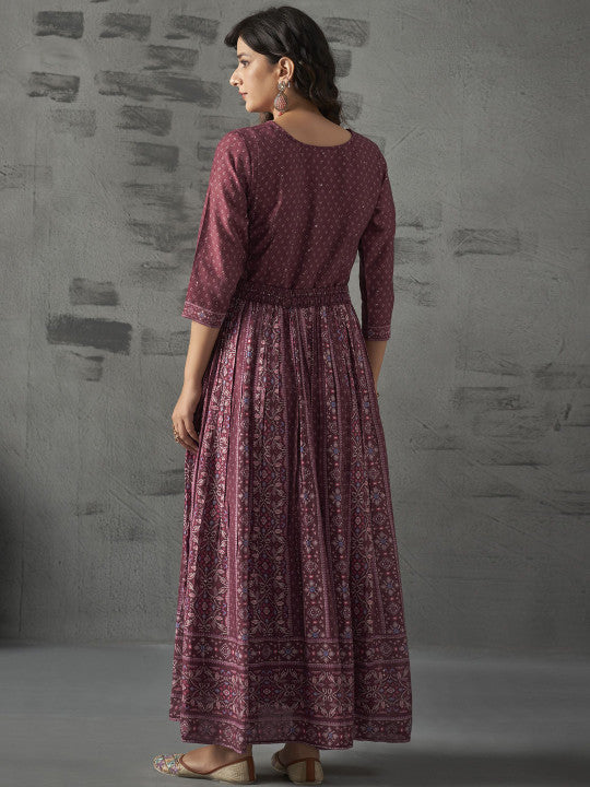 Anouk Printed Maxi-Length Anarkali Ethnic Dress
