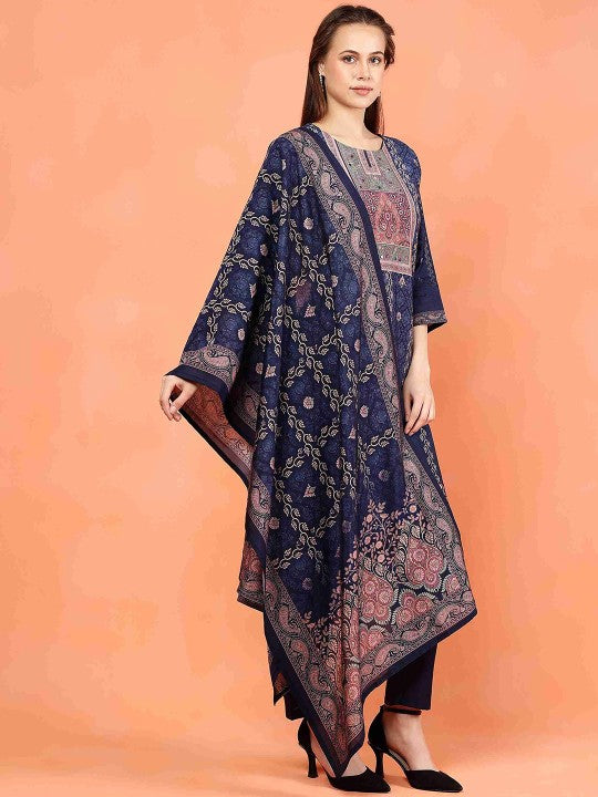 ETRAANA Ethnic Motifs Printed Round Neck Straight Kurta