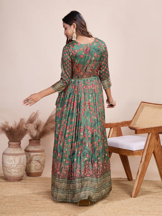 Tasarika Printed V-Neck Maxi Ethnic Dress