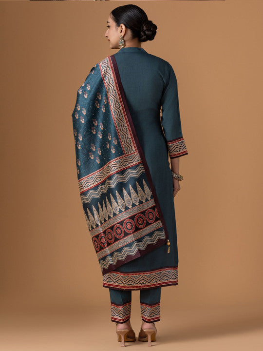 WOMEN PLUS Women Ethnic Motifs Printed Kurta with Trousers & Dupatta