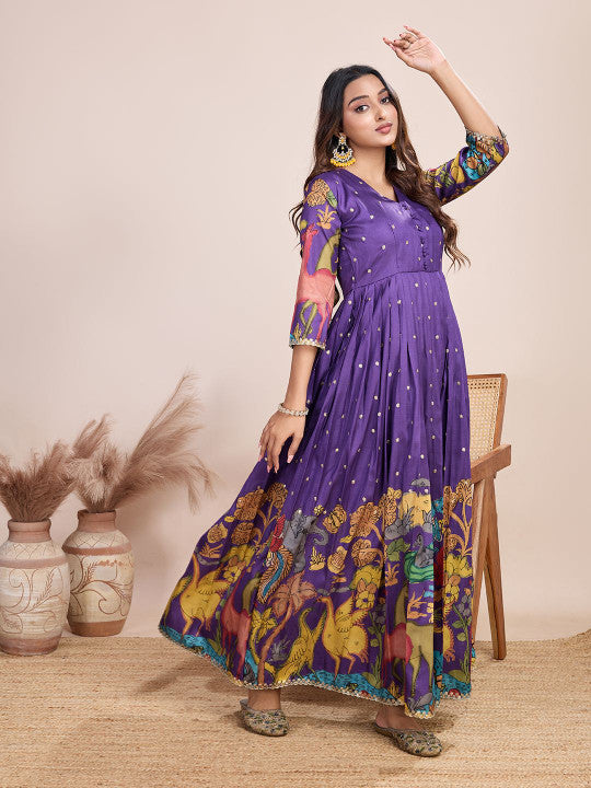 Tasarika Printed V-Neck Maxi Ethnic Dress