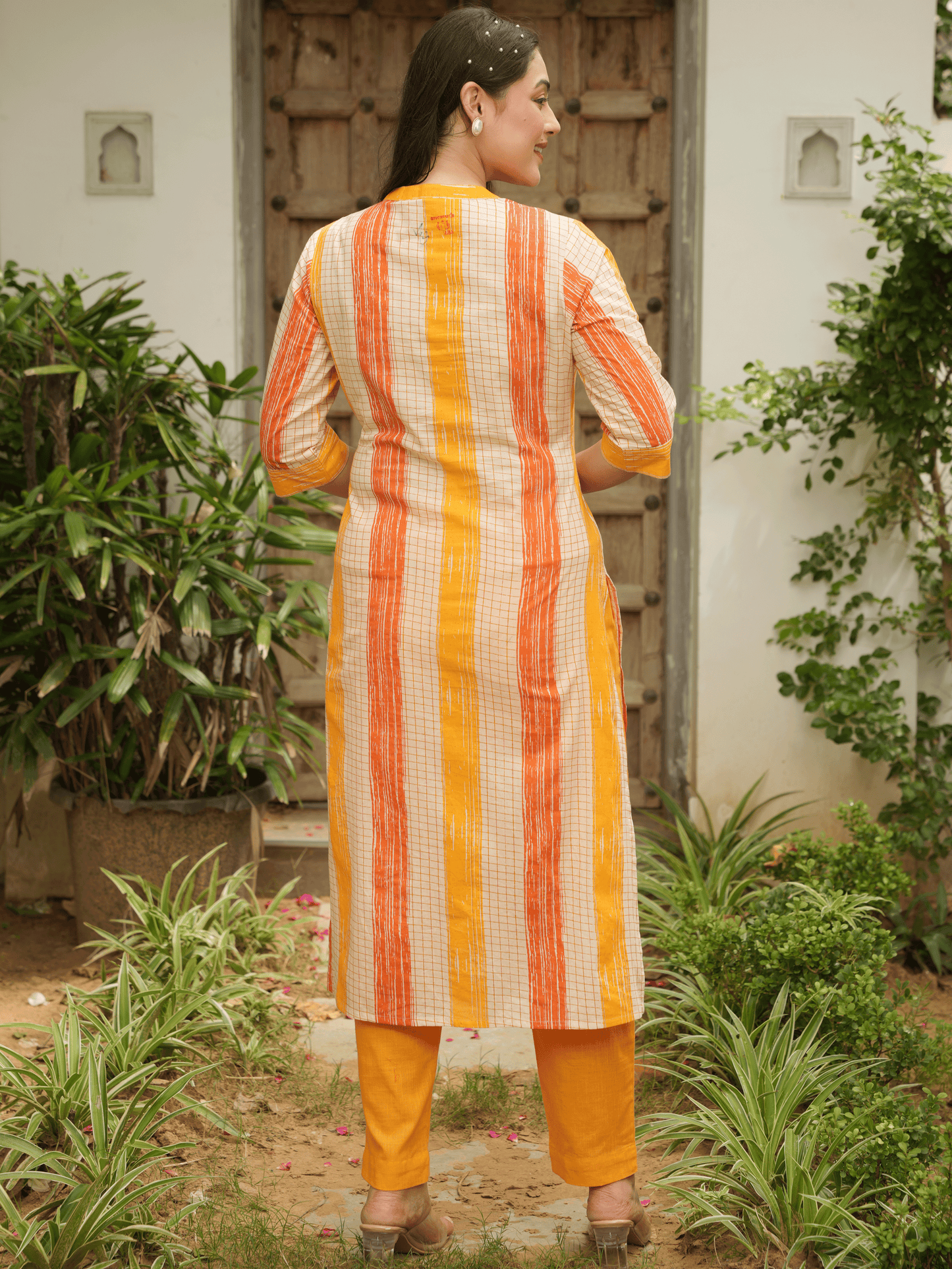 Soft Cotton Striped Straight Yellow Kurta