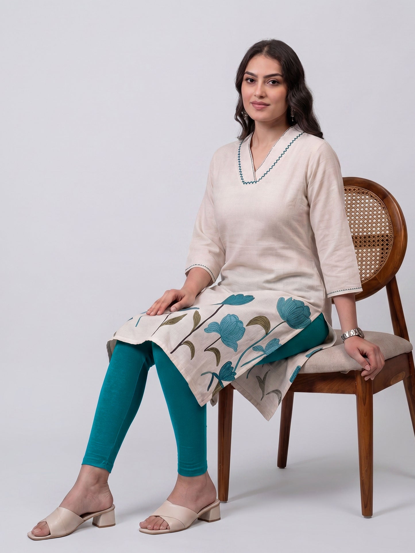 Knit Solid Turquoise Leggings