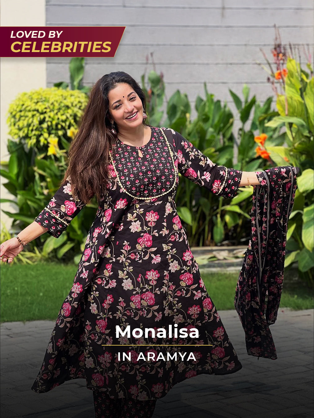 Embroidered Soft Cotton Floral Anarkali Black Kurta