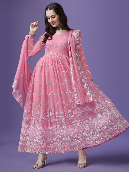 AG TEXTILE Women Geometric Embroidered Festive Anarkali Kurta