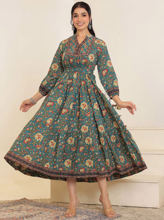 GULAB CHAND TRENDS Floral Printed Mandarin Collar A-Line Kurta