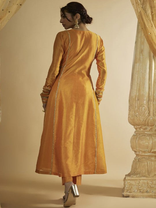 The Aarya Floral Yoke Design Beads and Stones A-Line Kurta