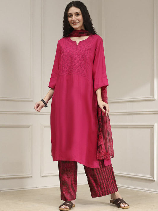 Biba Women Ethnic Motifs Printed Kurta with Palazzo & Dupatta