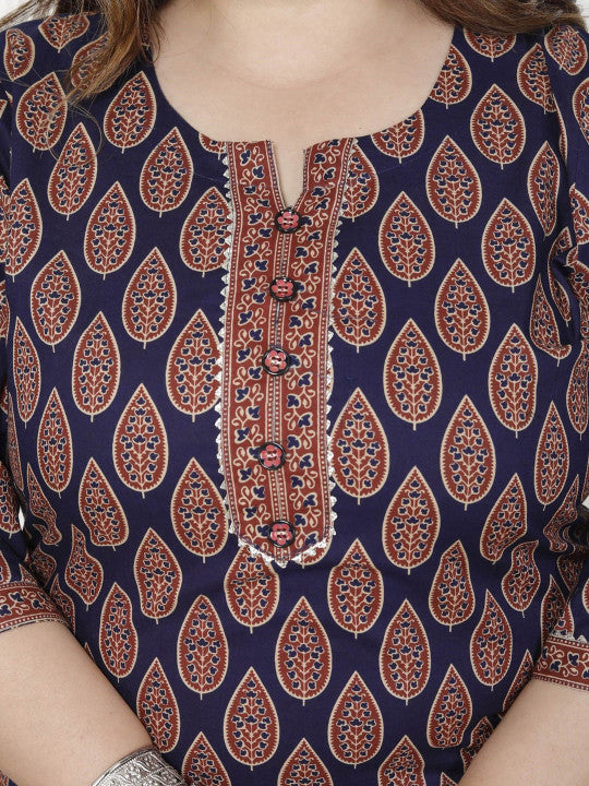 Swasti Women Floral Printed Regular Sequinned Pure Cotton Kurta with Trousers & With Dupatta