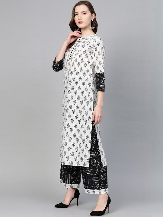 YASH GALLERY Women Ethnic Motifs Printed Regular Pure Cotton Kurta with Palazzos & With Dupatta