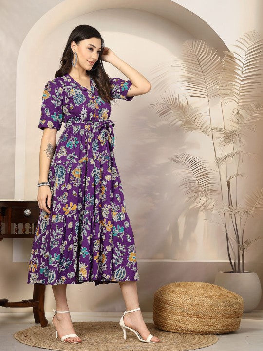 Stylum Tropical Women Printed Fit & Flare Maxi Dress