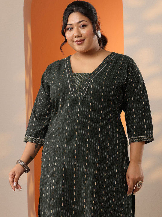 EXTRA LOVE BY LIBAS Women Plus Size Ethnic Motifs Regular Kurta & Salwar With Dupatta