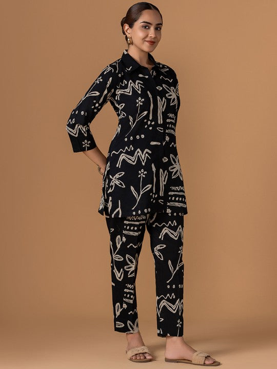 WOMEN PLUS Safar Printed Pure Cotton Tunic With Trousers Co-Ords