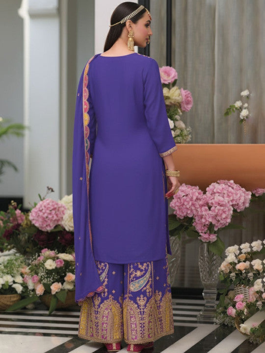AUTUMN LANE Women Ethnic Motifs Printed Kurta with Palazzos & Dupatta