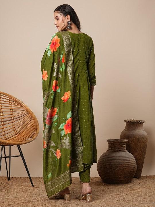 FASHOR Women Ethnic Motifs Embroidered Panelled Beads and Stones Kurta