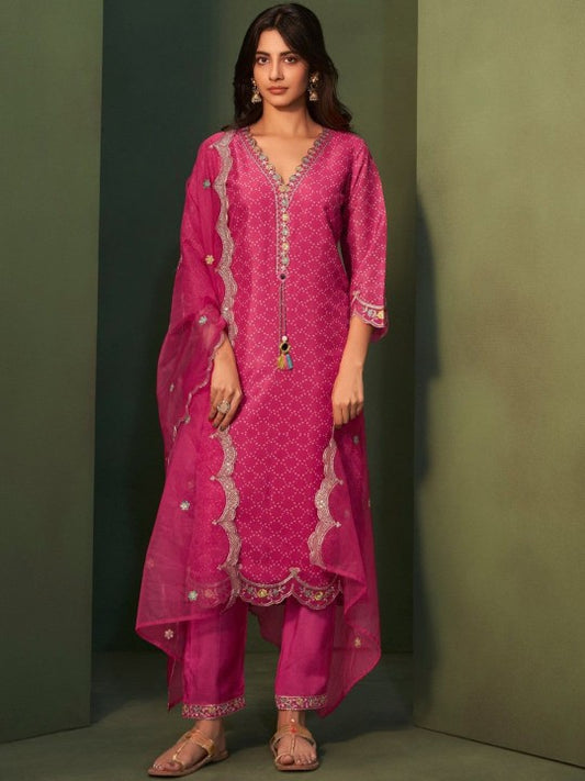 AUTUMN LANE Geometric Printed Regular Straight Kurta with Trousers & Dupatta