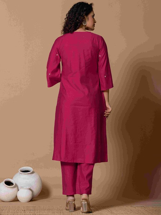 Do Dhaage Ethnic Motifs Embroidered A-Line Beads and Stones Kurta with Trousers & Dupatta