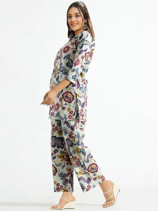 Printed Pure Cotton Tunic & Palazzo Co-Ord