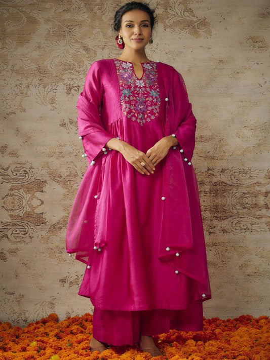 The Aarya Ethnic Motifs Embroidered Zardozi A-Line Kurta