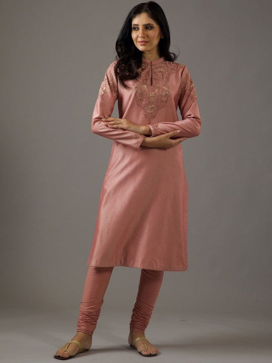 Balance by Rohit Bal Women Embroidered Regular Chanderi Silk Kurta