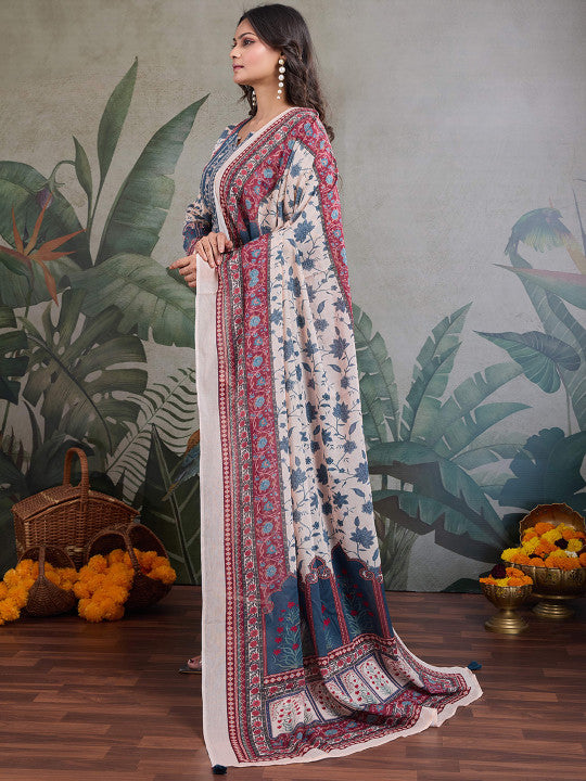 IOLY Women Floral Embroidered Regular Thread Work Pure Cotton Kurta with Pyjamas & With Dupatta