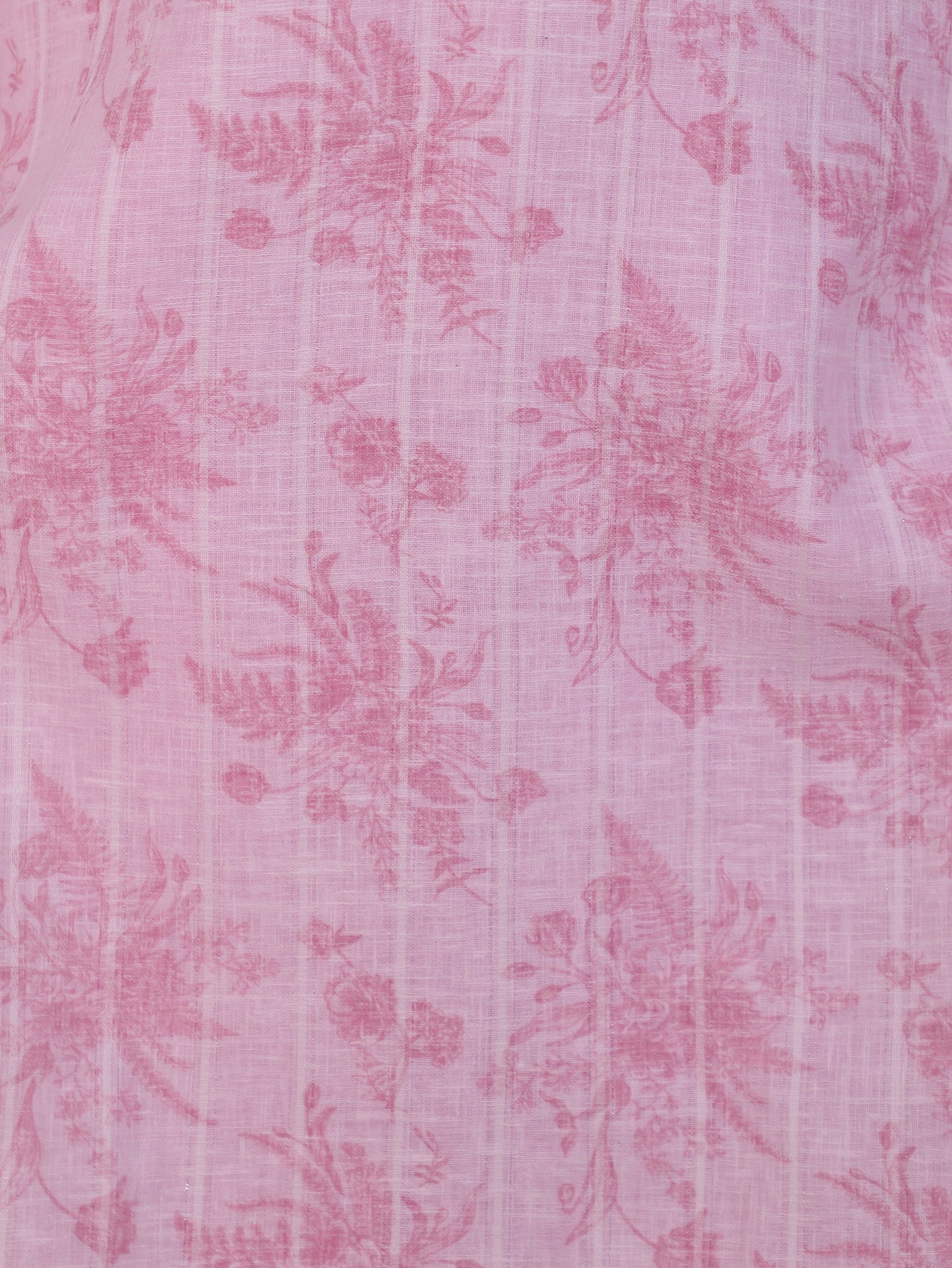 Zari Baby Pink Floral Cotton Blend Straight Kurta