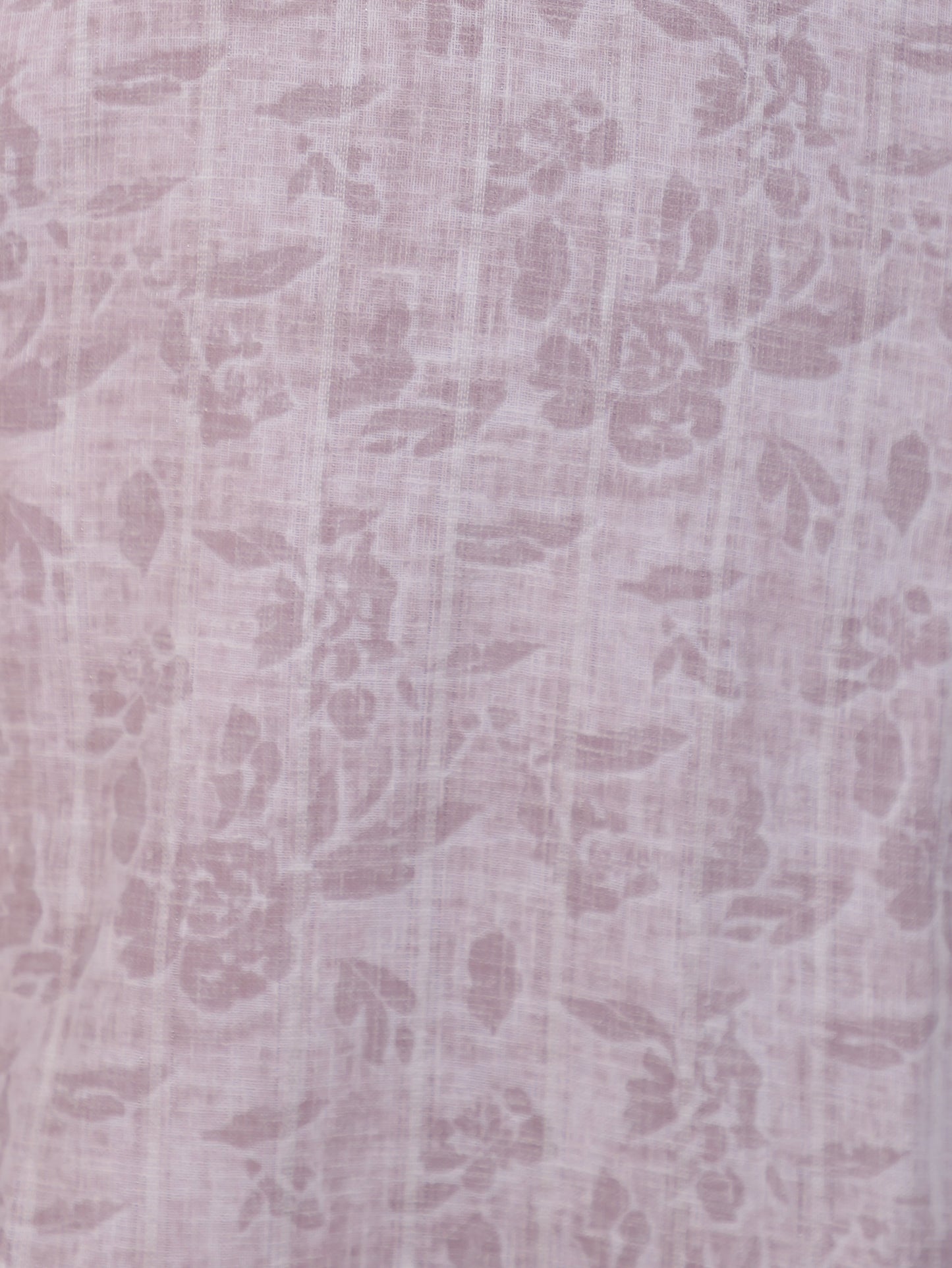 Zari Baby Pink Floral Cotton Blend Straight Kurta