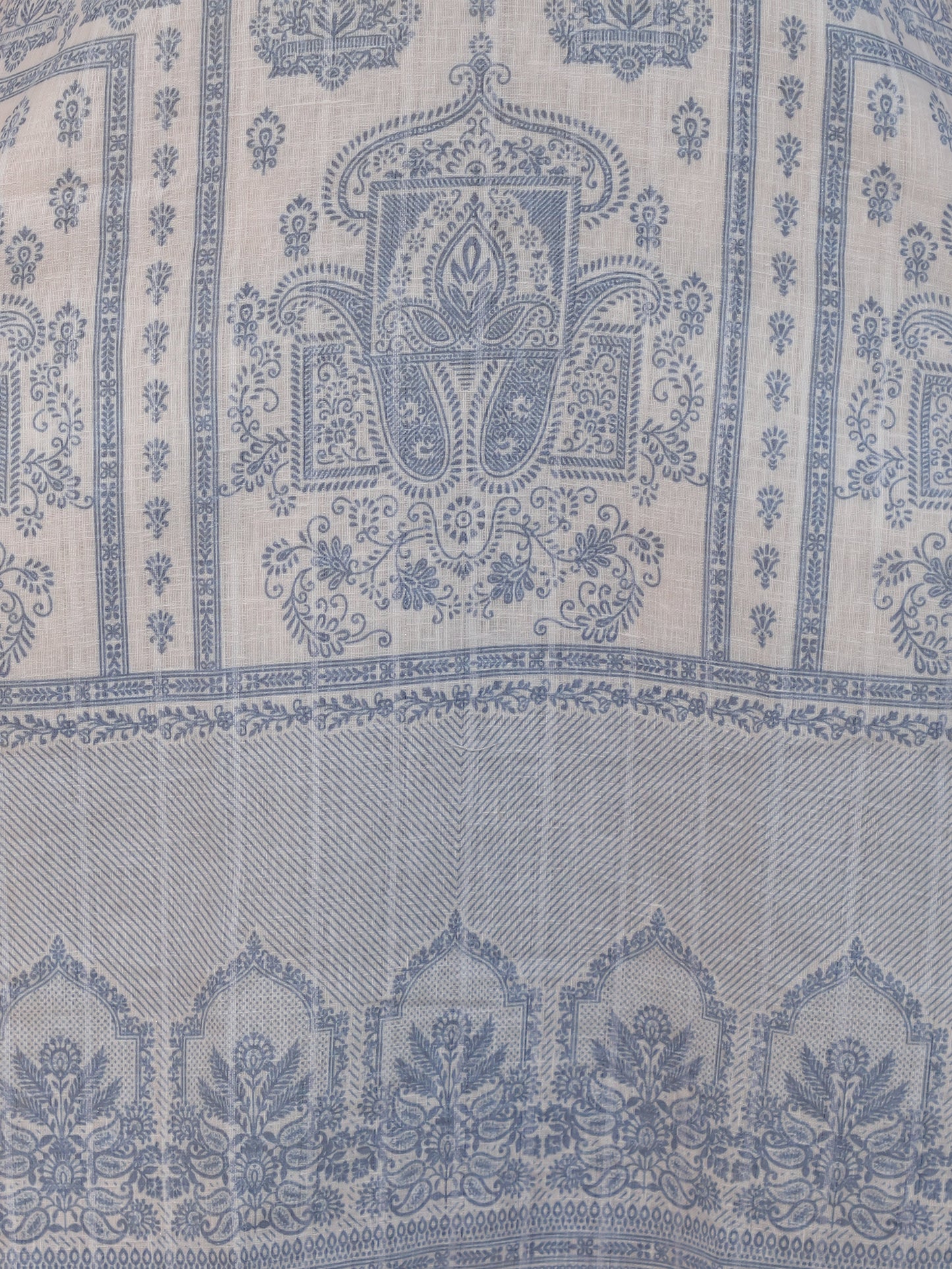 Beads & Stones Off White Placement Print Cotton Blend Straight Kurta