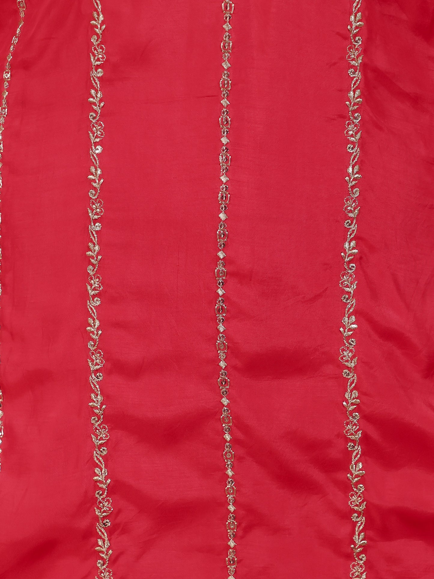 Zari Red Solid Roman silk A-line Kurta