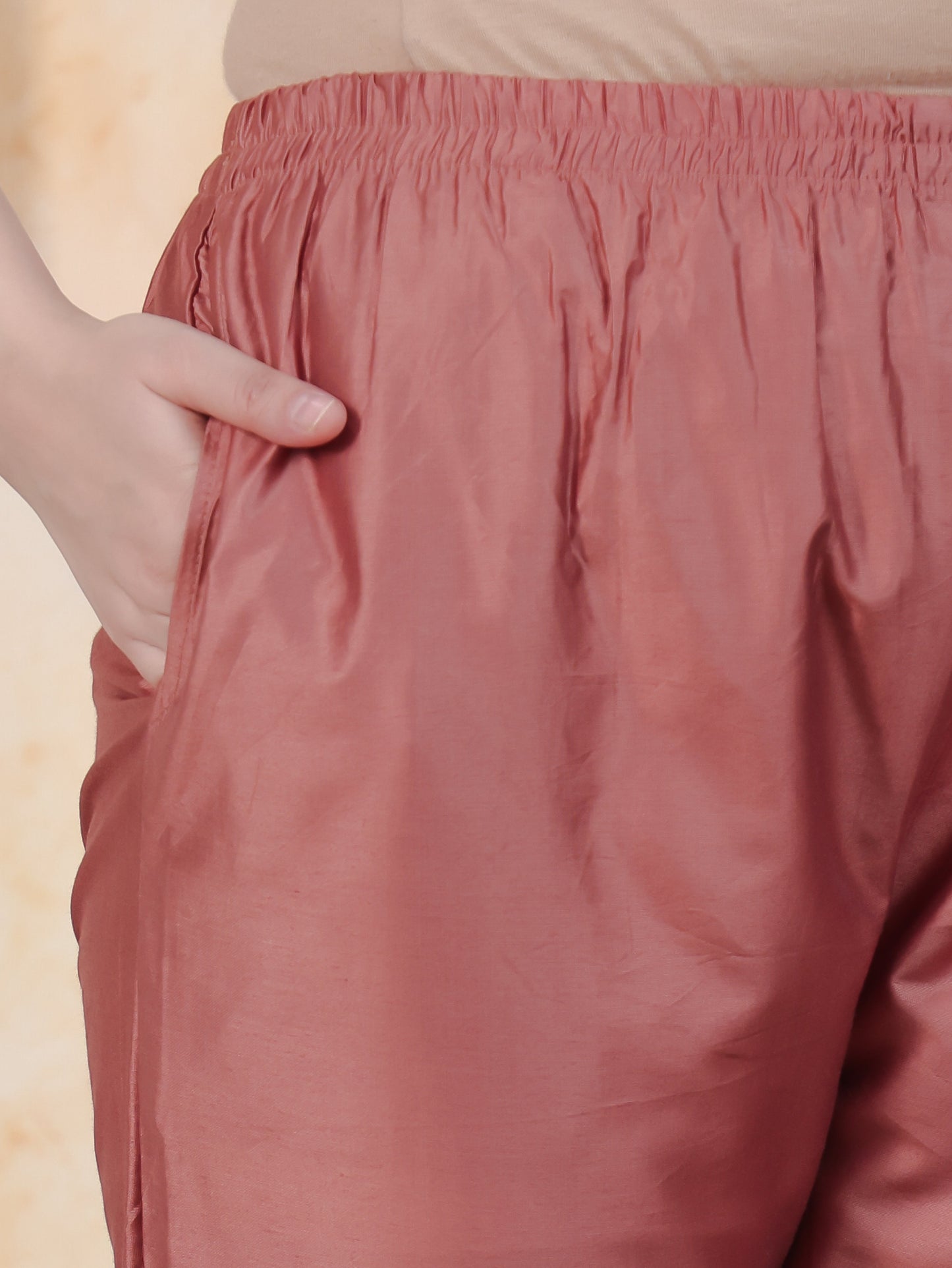 Zari Rose Gold Viscose Jacquard Straight Kurta
