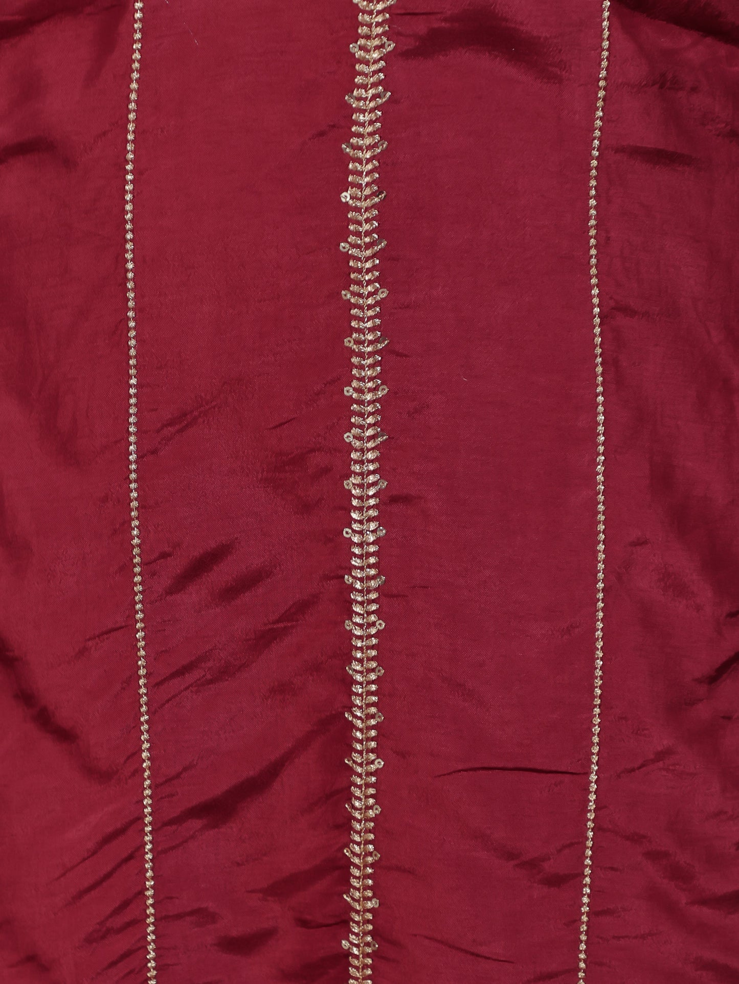 Zari Maroon Solid Roman silk A-line Kurta