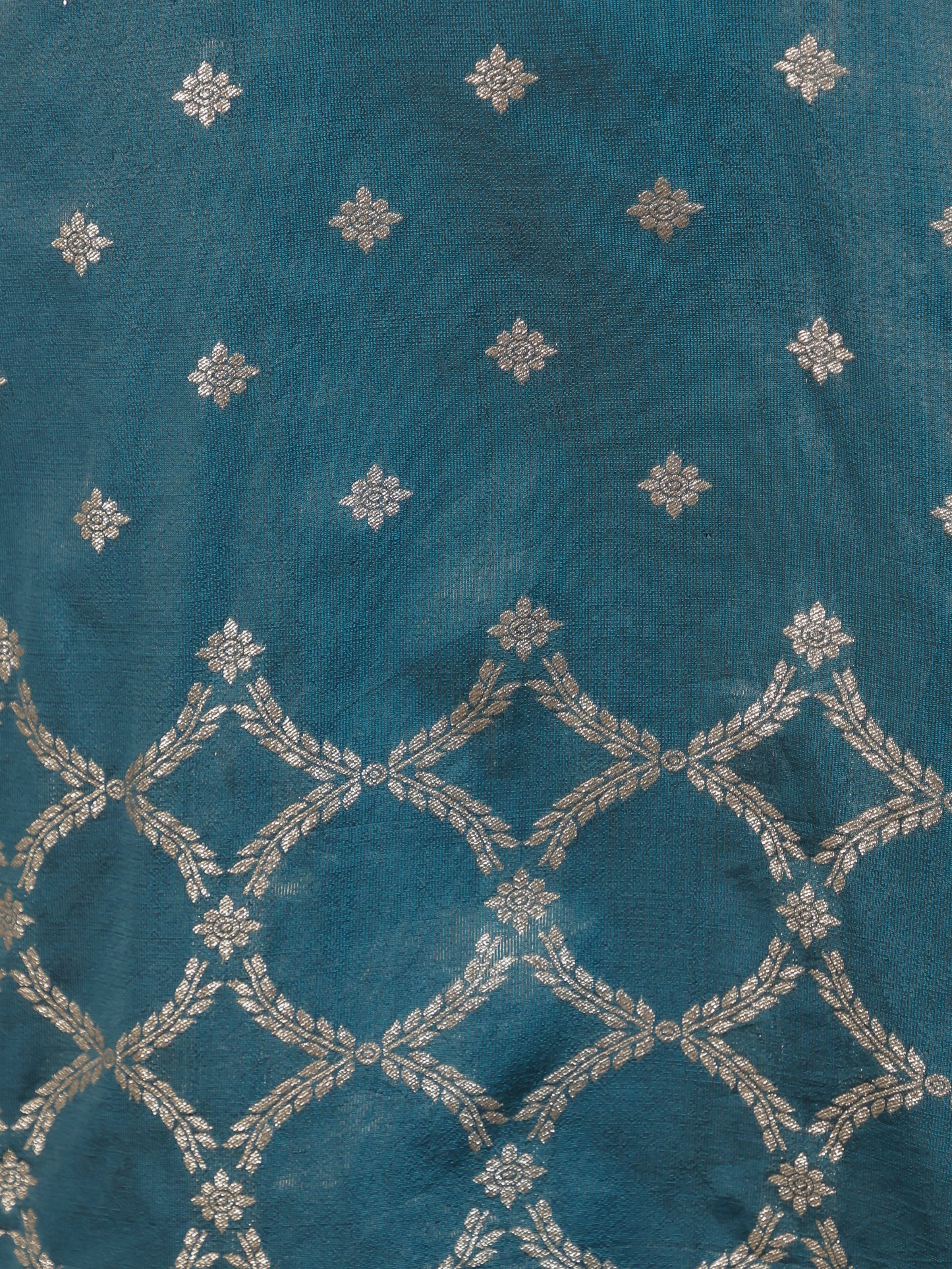 Zari Teal Viscose Jacquard Straight Kurta