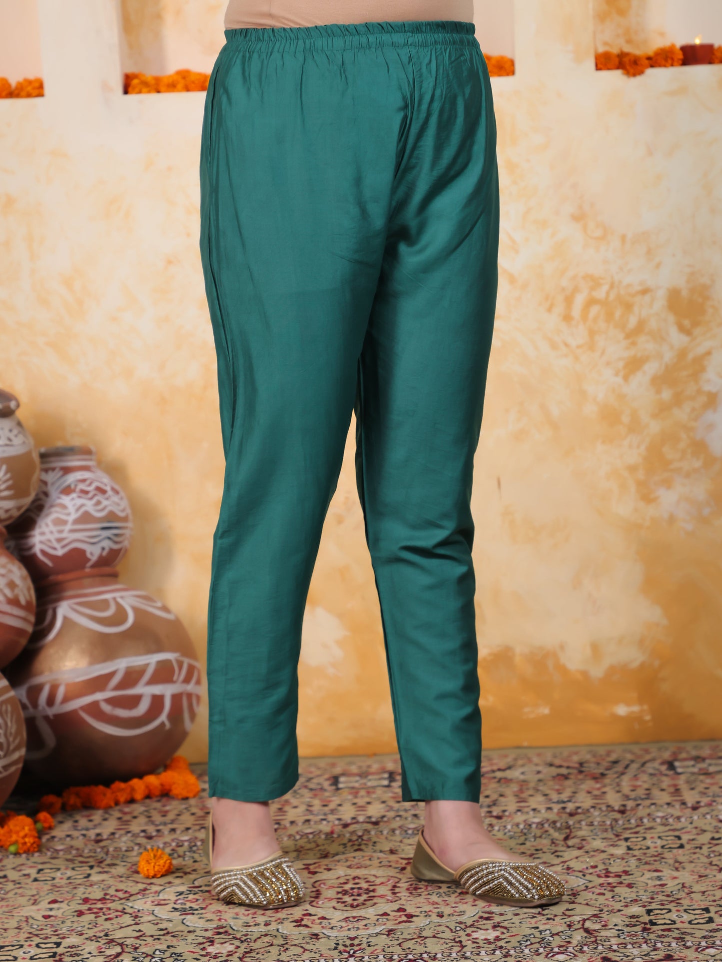 Zari Sea Green Viscose Jacquard Straight Kurta