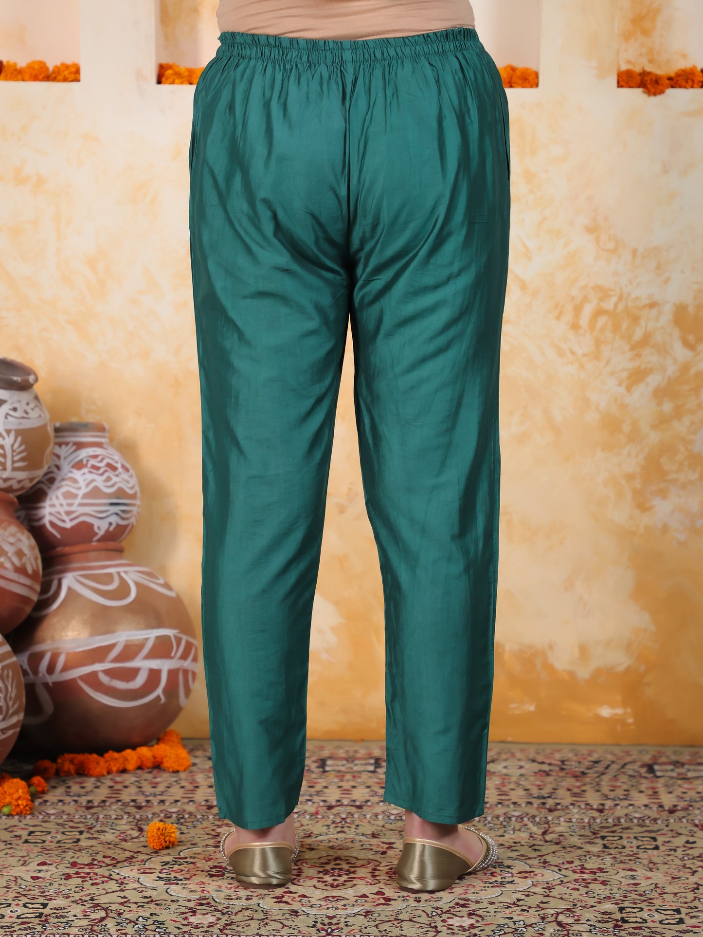 Zari Sea Green Viscose Jacquard Straight Kurta
