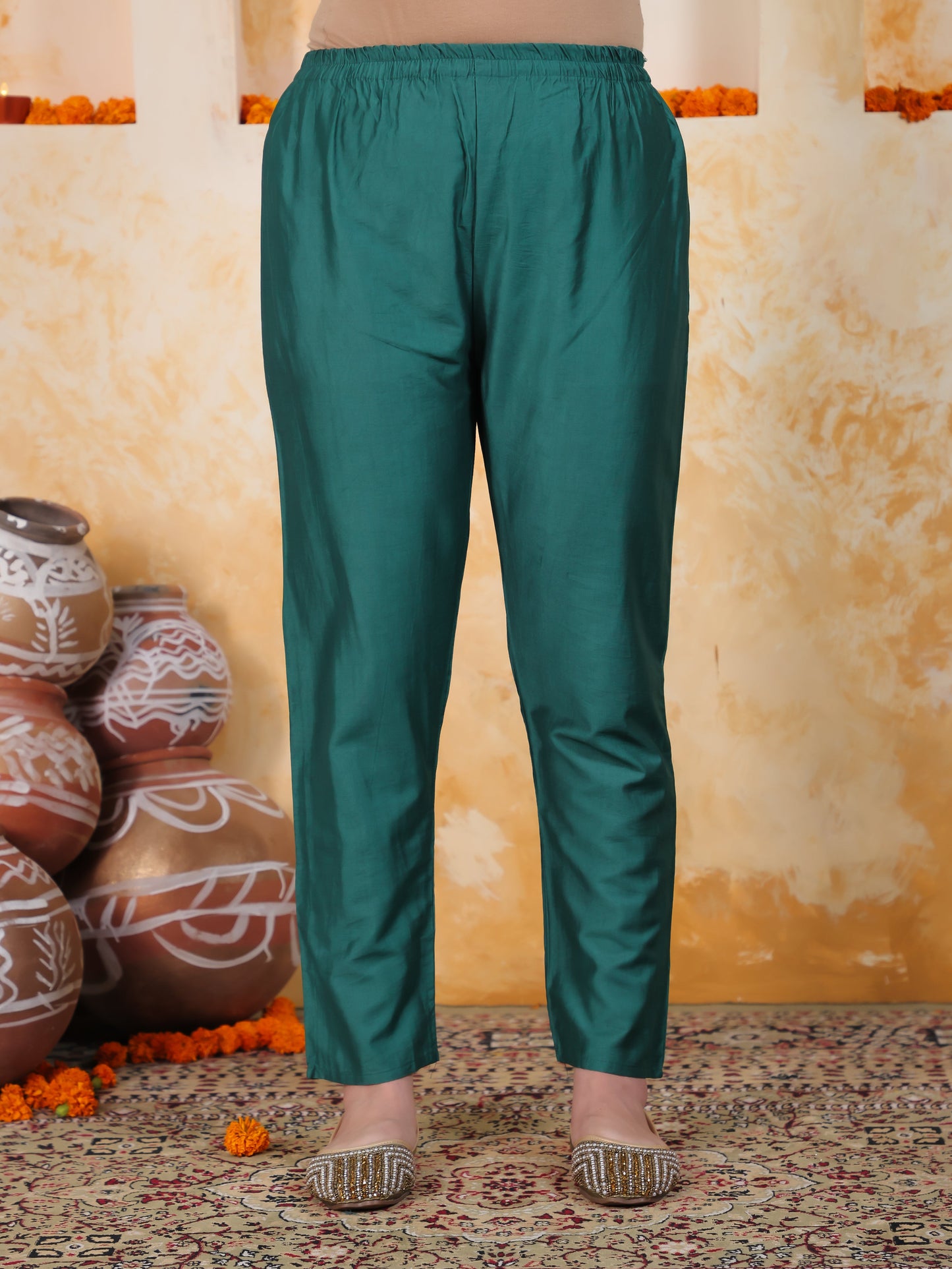 Zari Sea Green Viscose Jacquard Straight Kurta