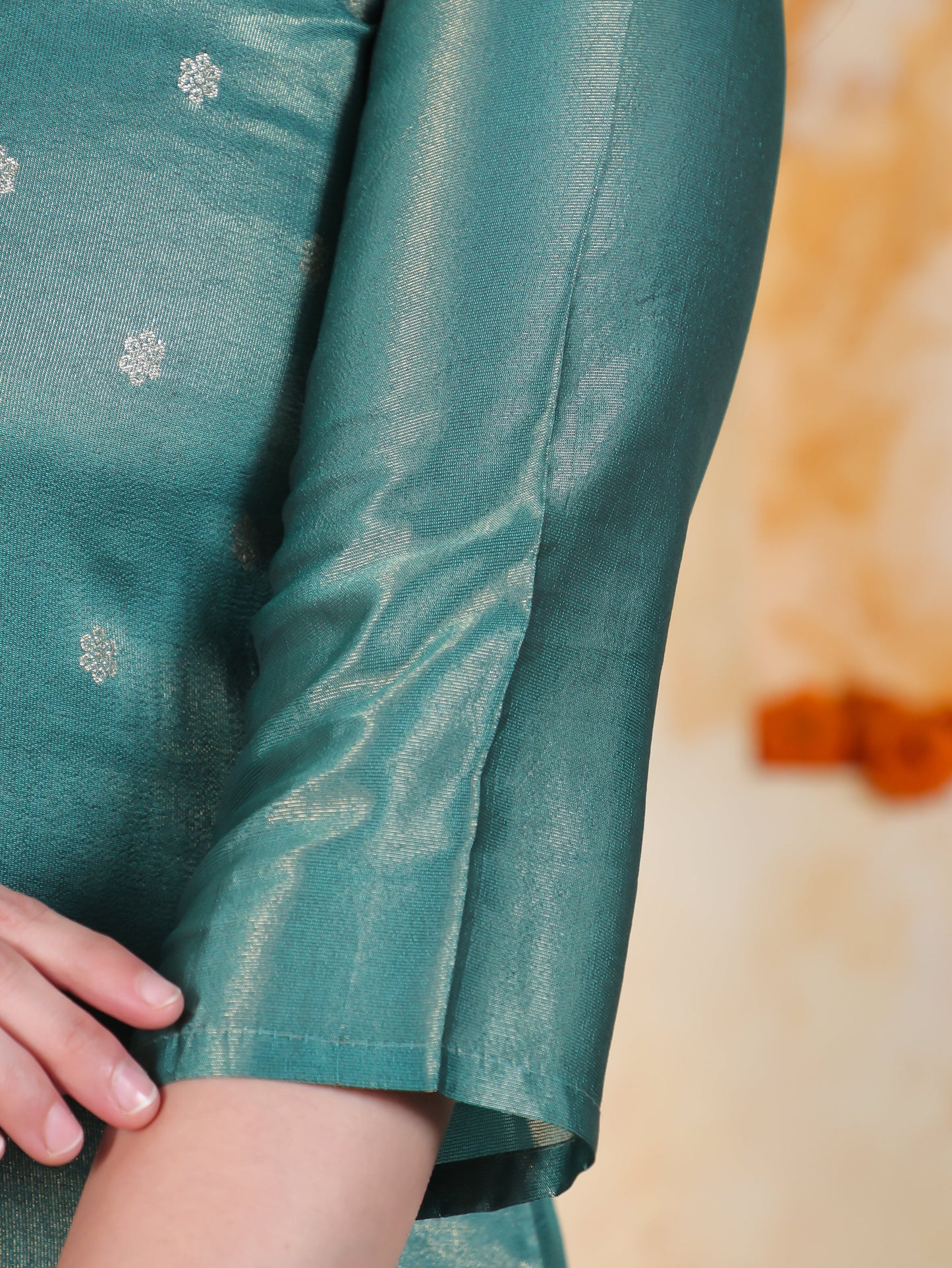 Zari Sea Green Viscose Jacquard Straight Kurta
