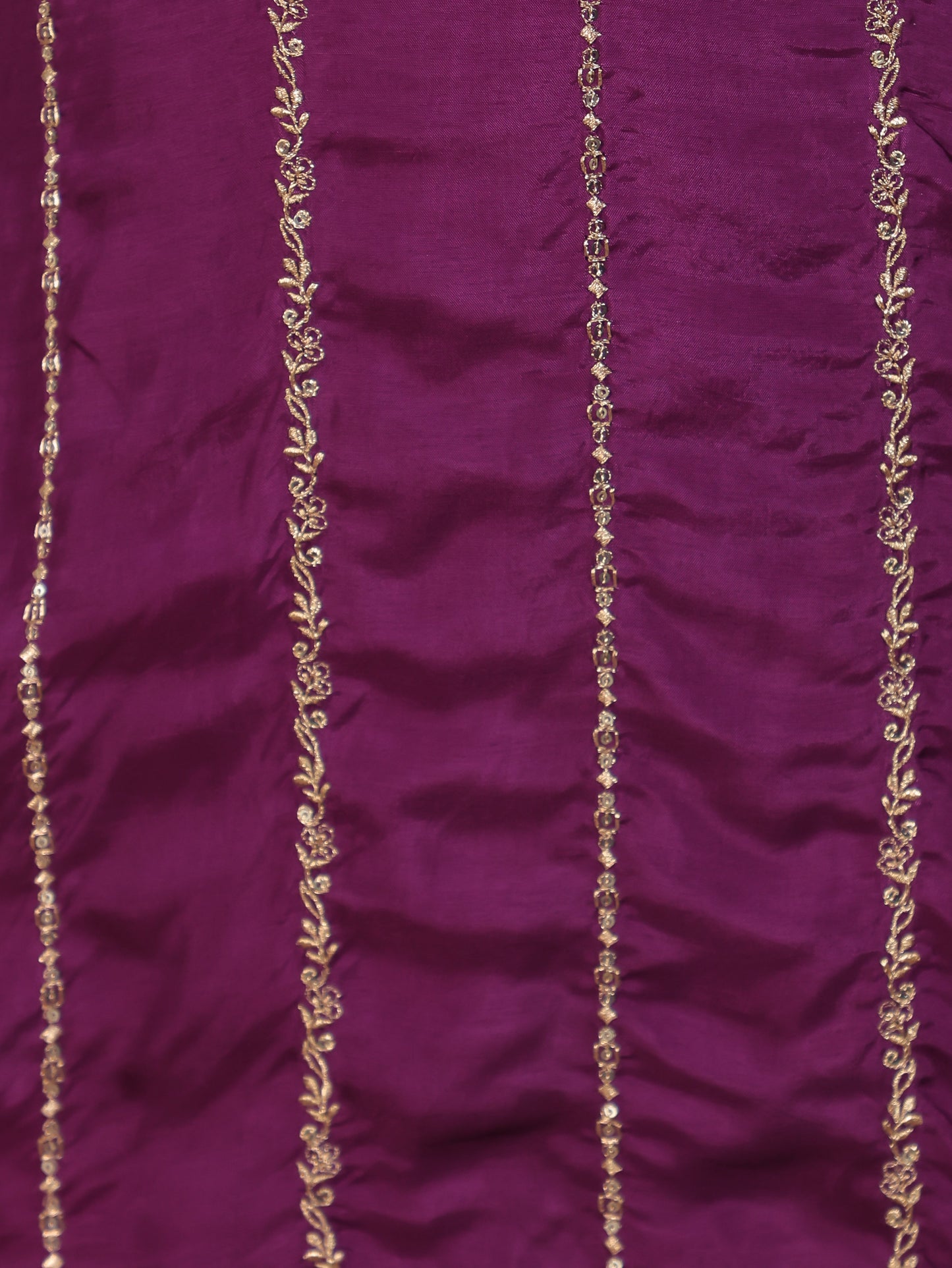 Zari Wine Solid Roman silk A-line Kurta