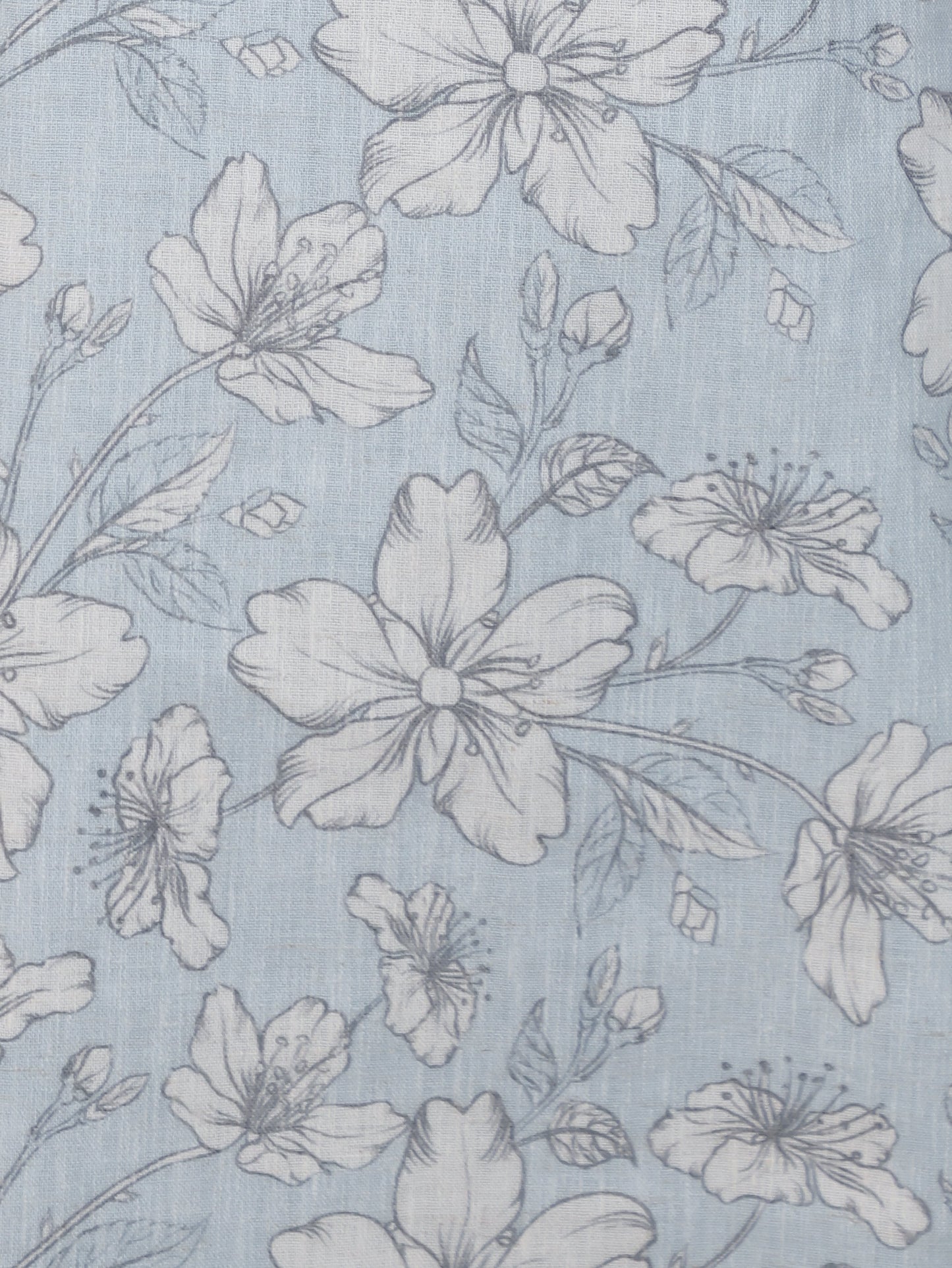 Embroidered Sky Blue Floral Chanderi Straight Kurta