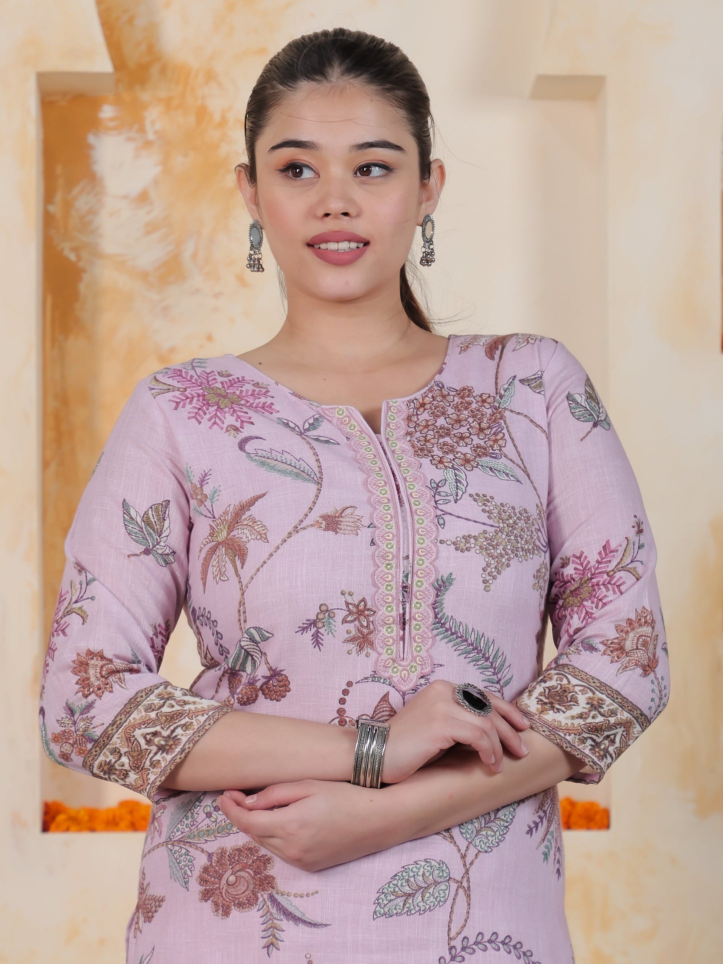 Embroidered Lace Sky Blue Digital Shantoon Straight Kurta