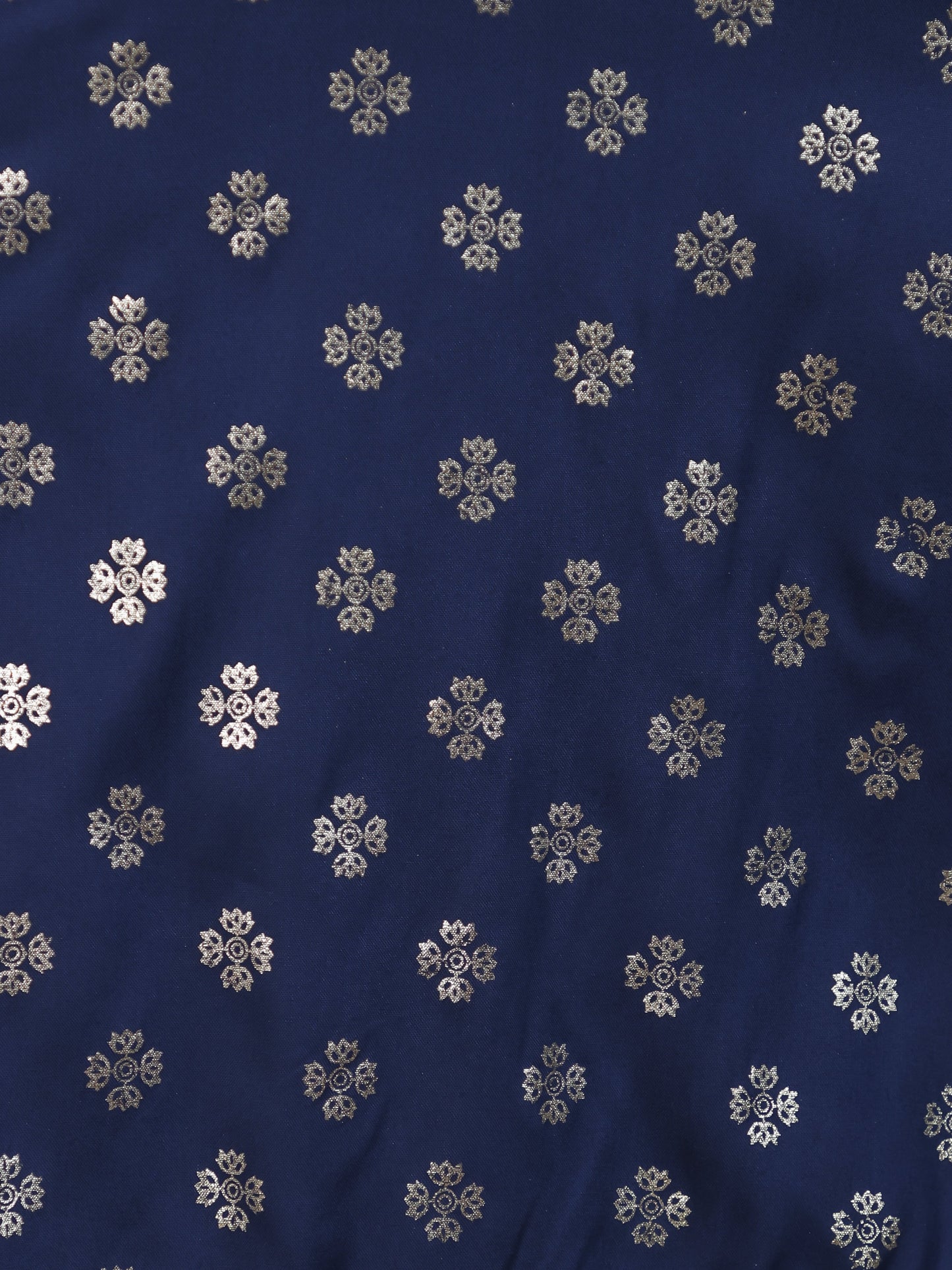 Navy Blue Foil Roman silk Straight Kurta