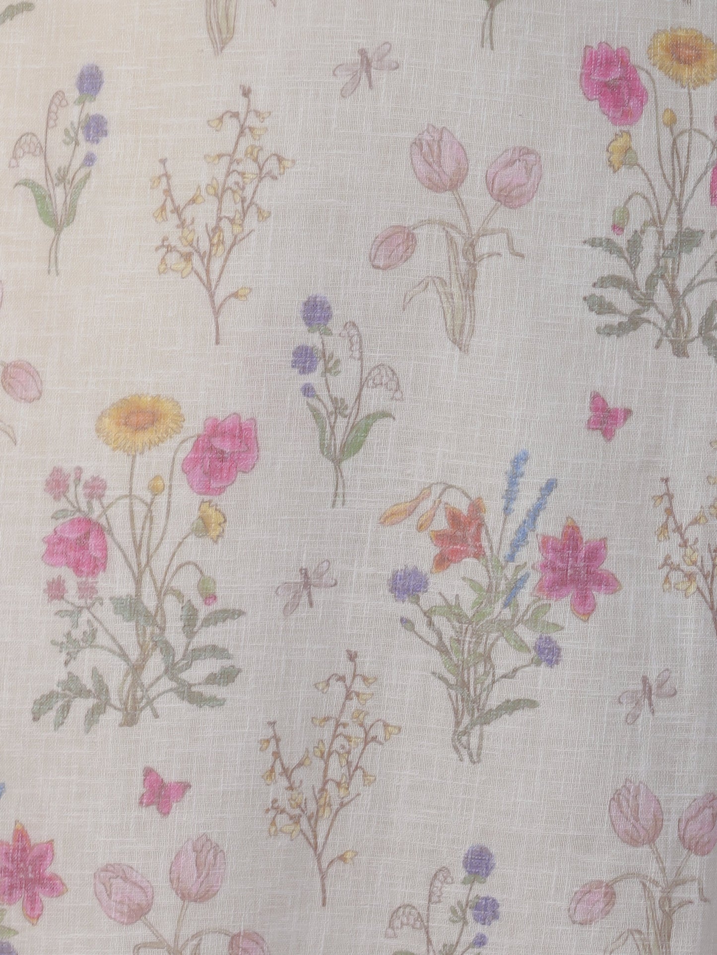 Mirror Work Off White Floral Cotton Blend Straight Kurta