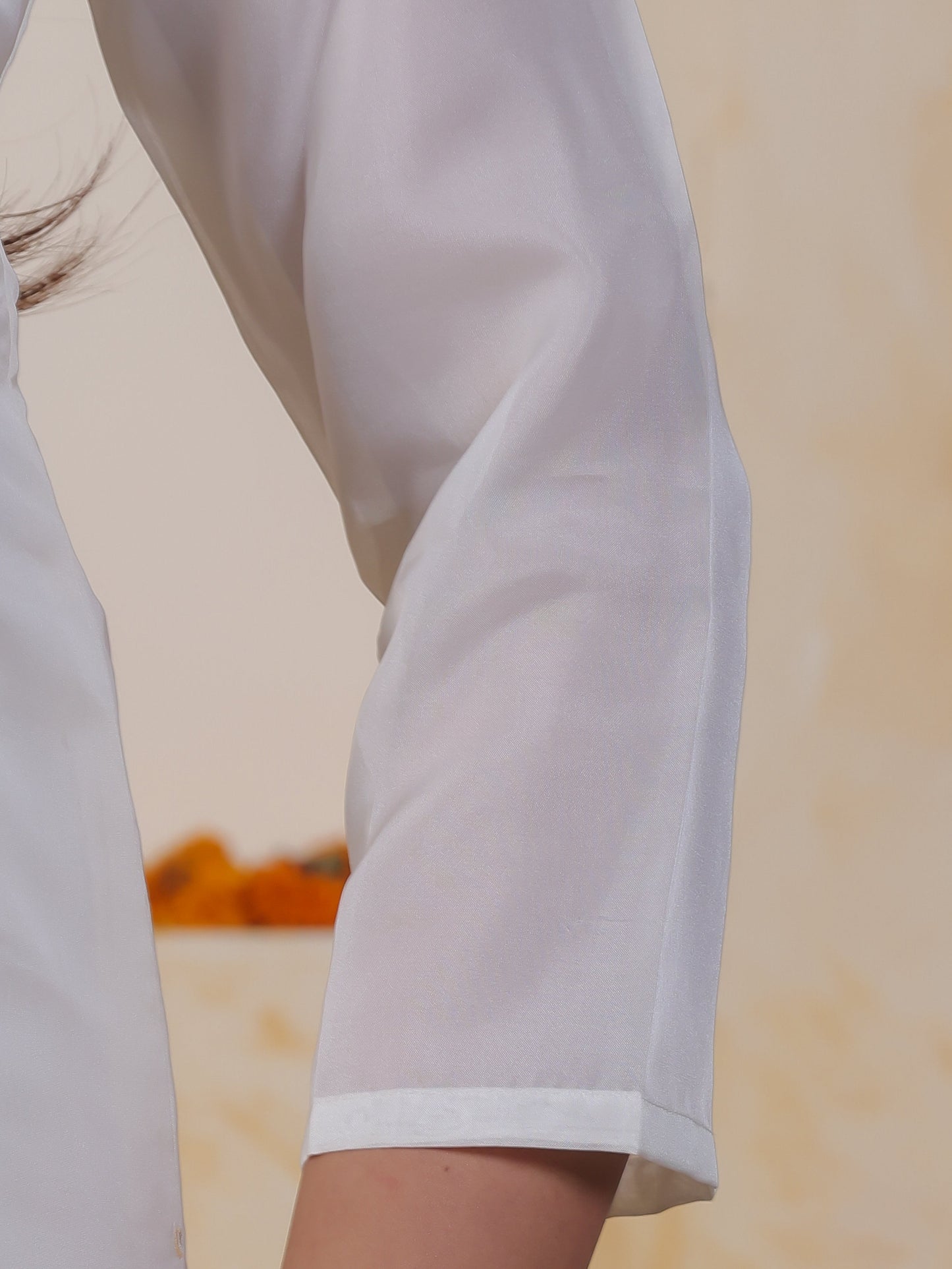 Embroidered White Organza Straight Kurta