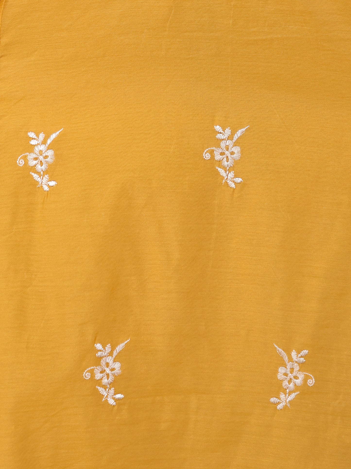 Embroidered Mustard Chanderi Straight Kurta