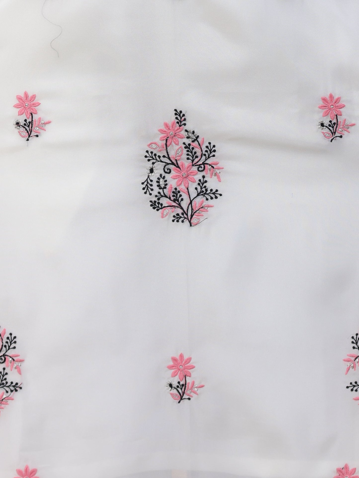 Embroidered White Organza Straight Kurta