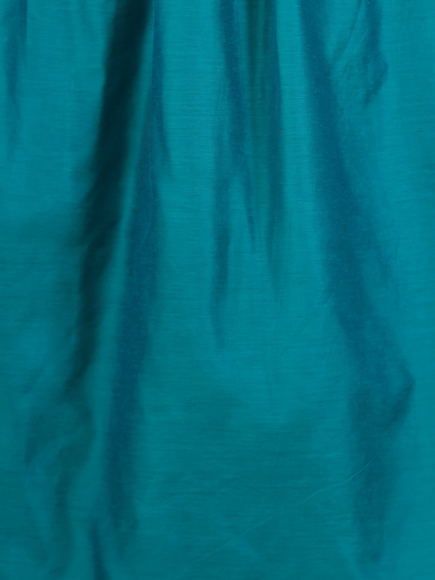 Hand work Teal Solid Roman silk Gathered Kurta